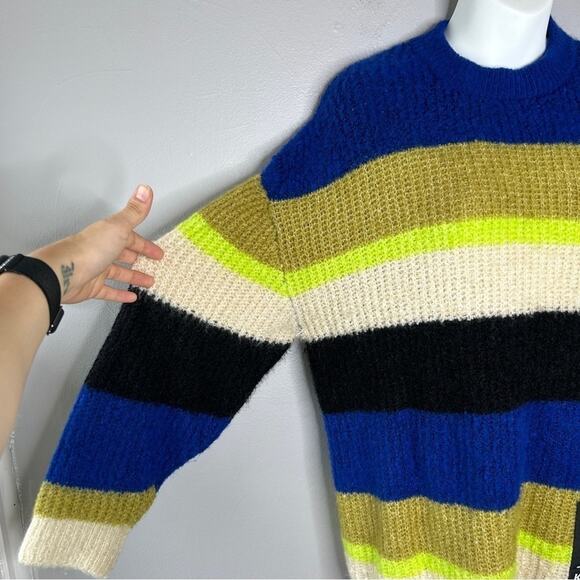 KANGOL x H&M Knit Sweater Womens Size XS Oversized Striped Colorful Comfy Cozy - Picture 4 of 8